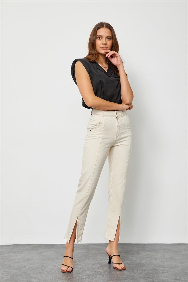 Ekru Paçası Yırtmaçlı JeanST060S20467005