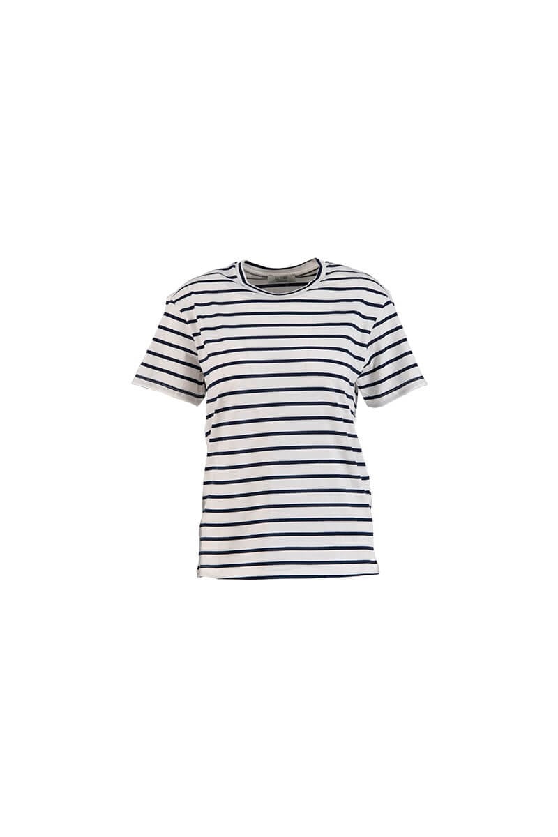 Ekru-Siyah Çizgi Desenli T-ShirtST070S71289001