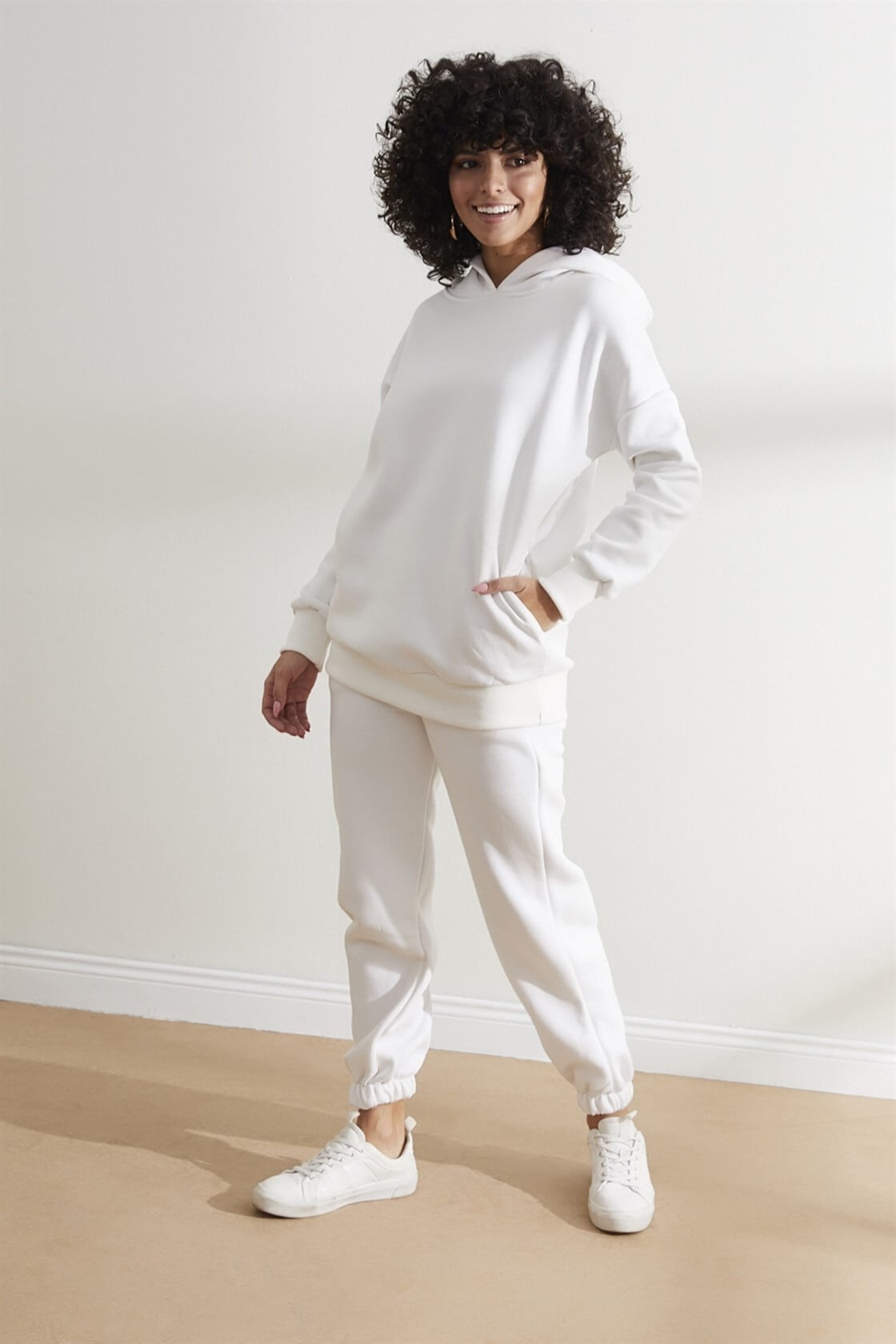 Ekru Sweatshirt Jogger Eşofman TakımST050W6007401