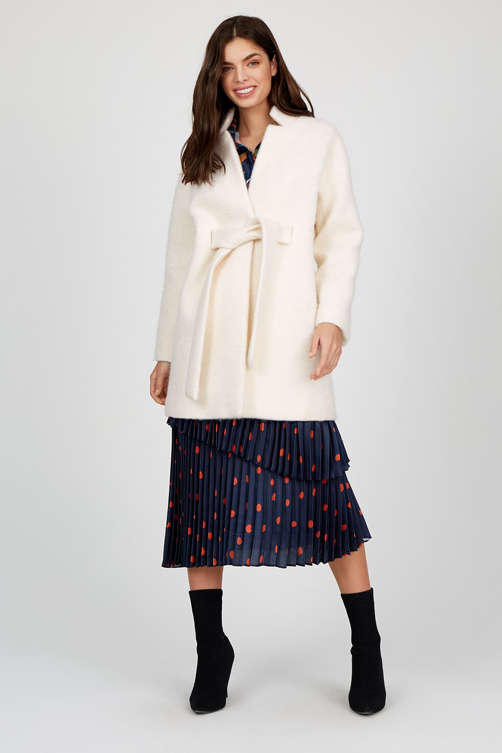 Ecru Belted Thick Coat