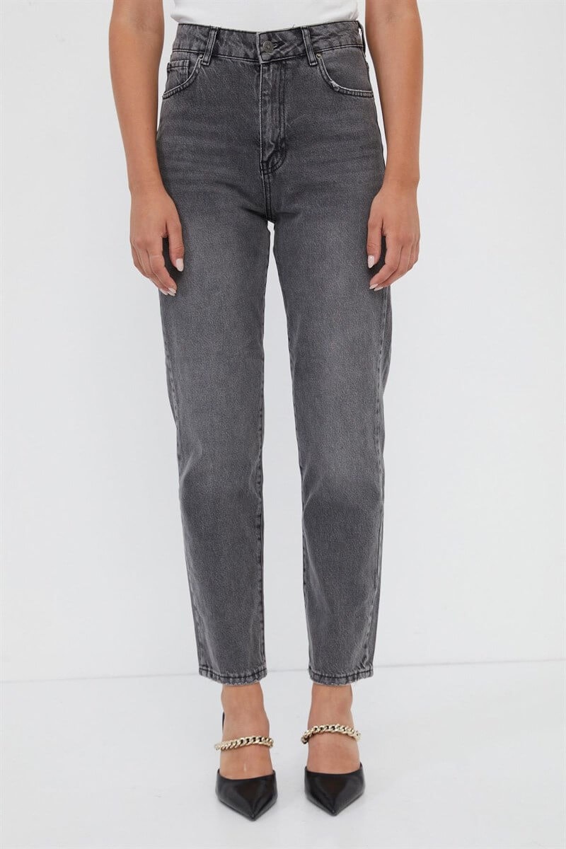 Gri Yüksek Bel Boru Paça JeanST060W20572005