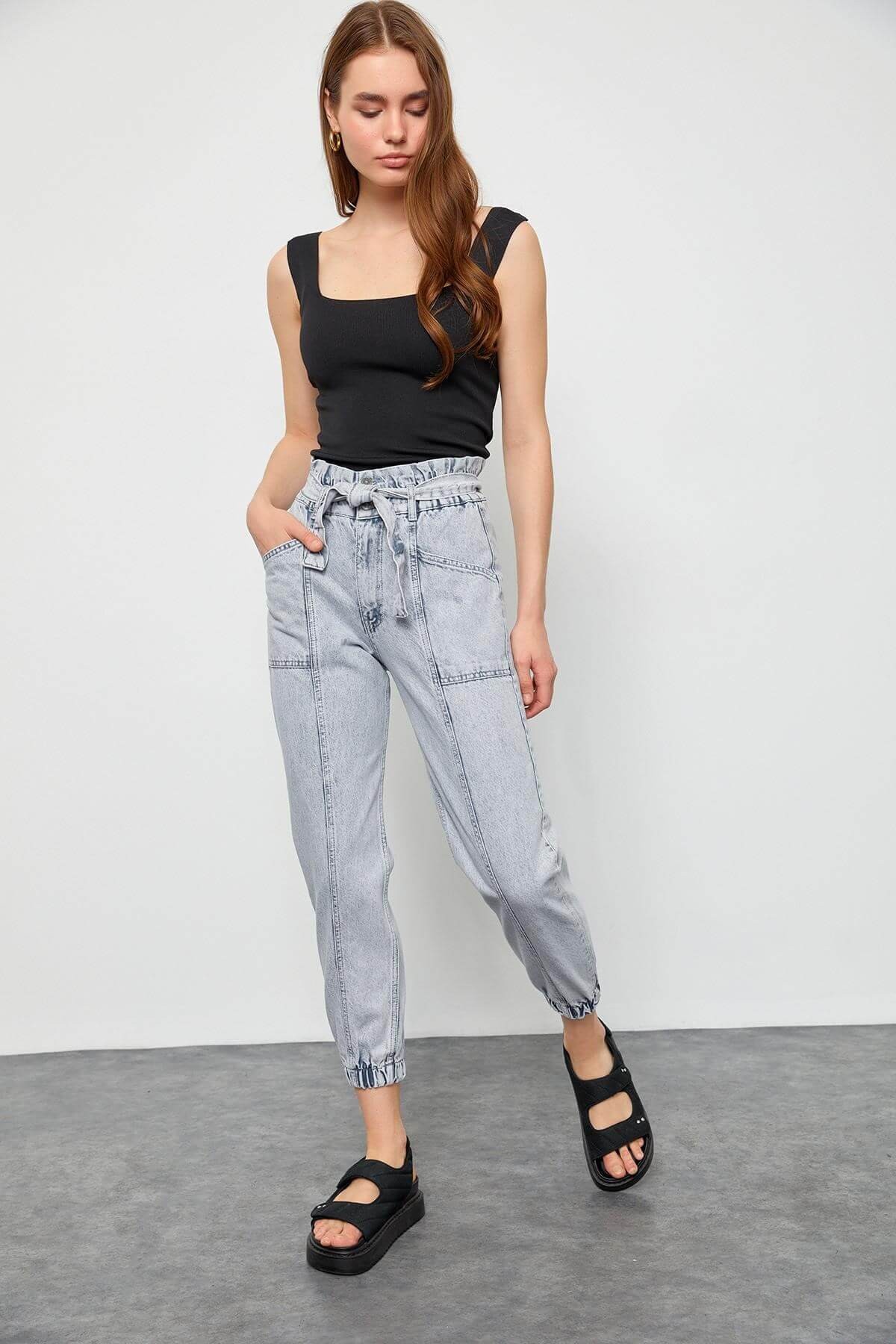 Gri Yüksek Bel JeanST060S20046701