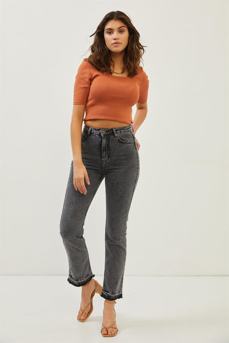 Gri Yüksek Bel Yıkama JeanST060W31629001