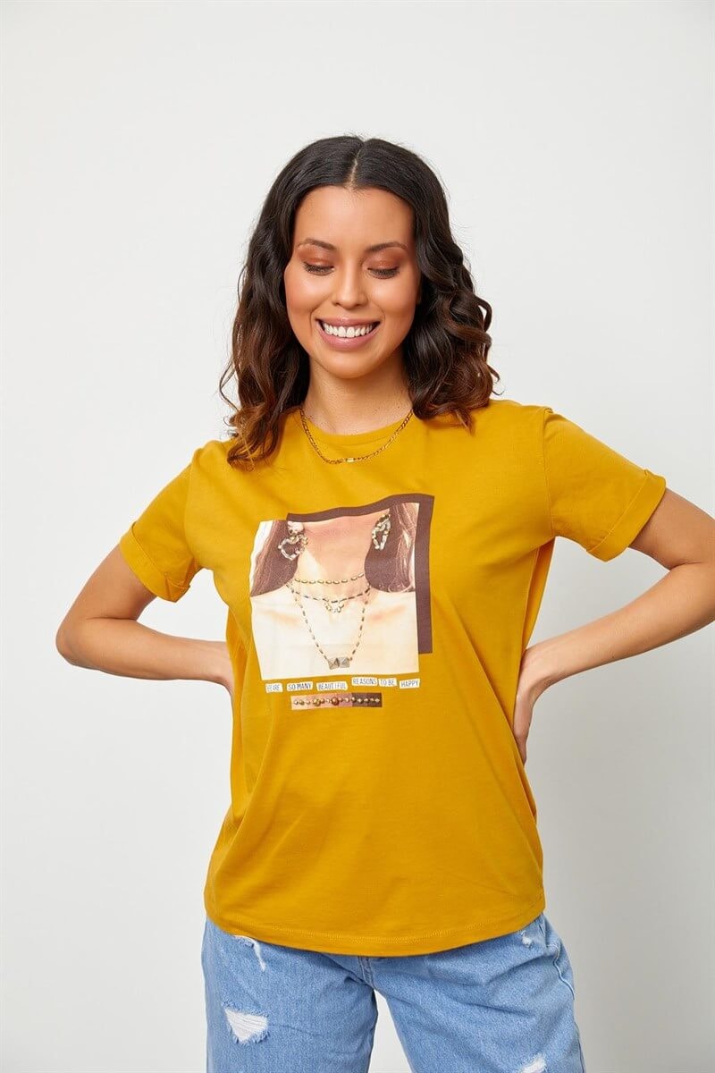 Hardal Baskılı Kısa Kol T-ShirtST060S71190015
