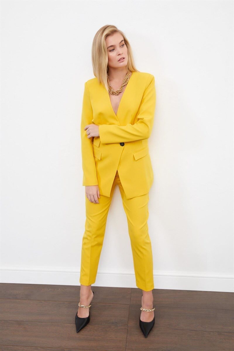 Hardal Kruvaze Yaka Tek Düğme Blazer CeketST060S90280001