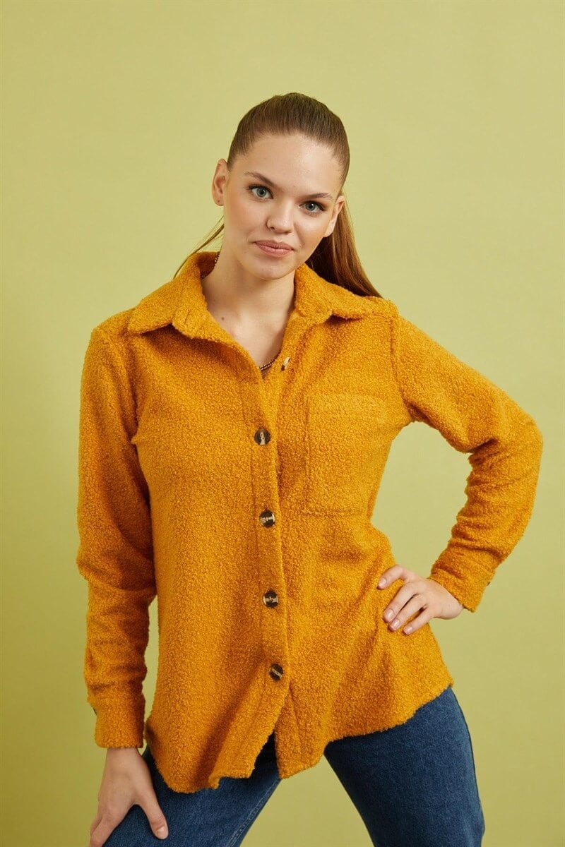 Hardal Peluş Düğme Detaylı GömlekST060W55244001
