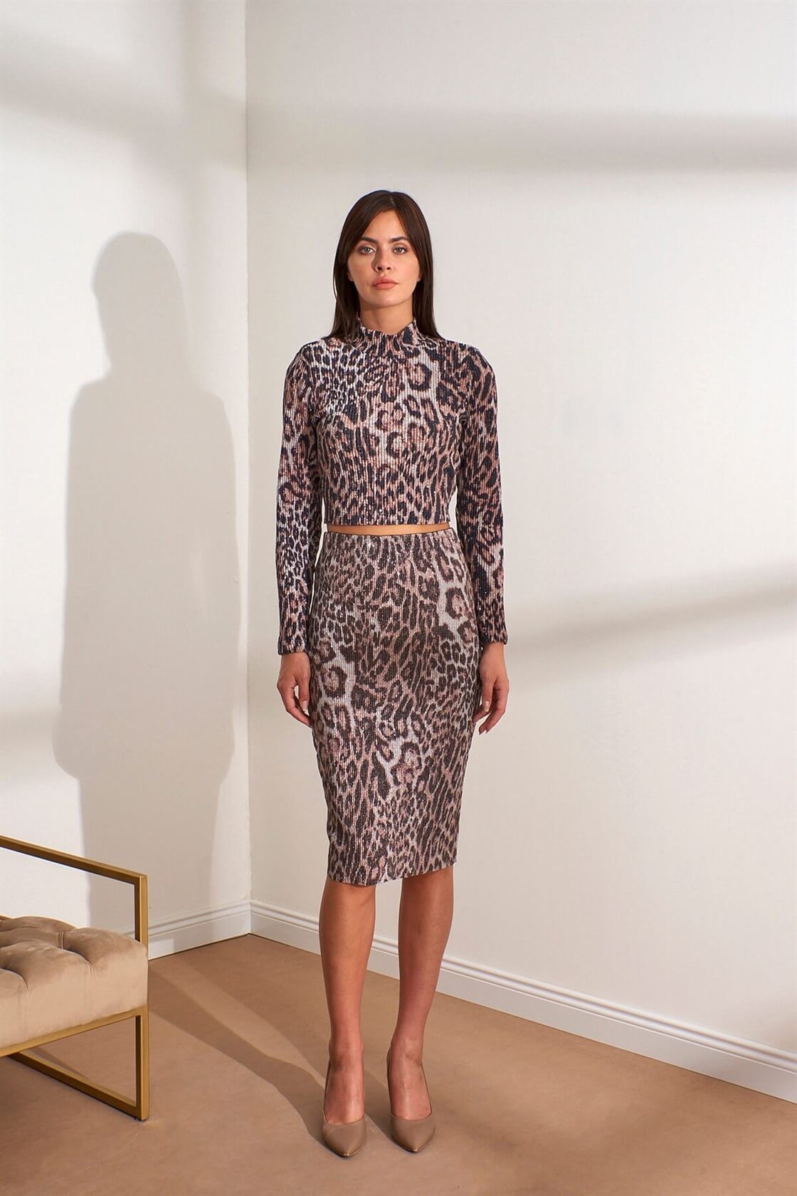 Kahve-Leopar Leopar BluzST050W3039901