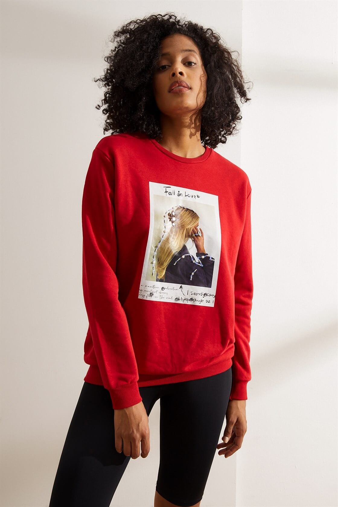 Kırmızı Slogan Yazılı SweatshirtST060W7207701