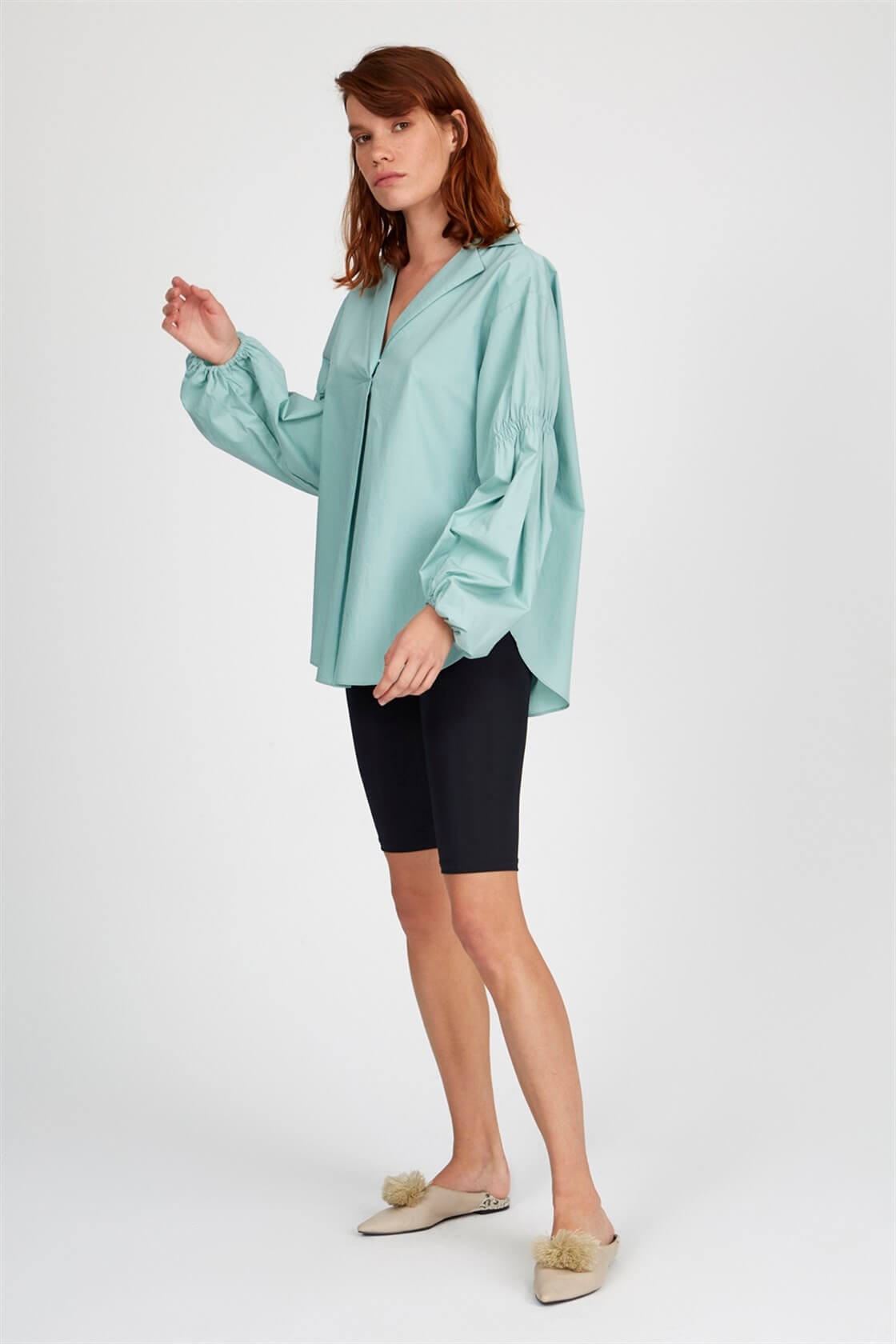 Dark Mint Collar Long Sleeve Agraf Closure Below Knee Midi Size Plush Coat