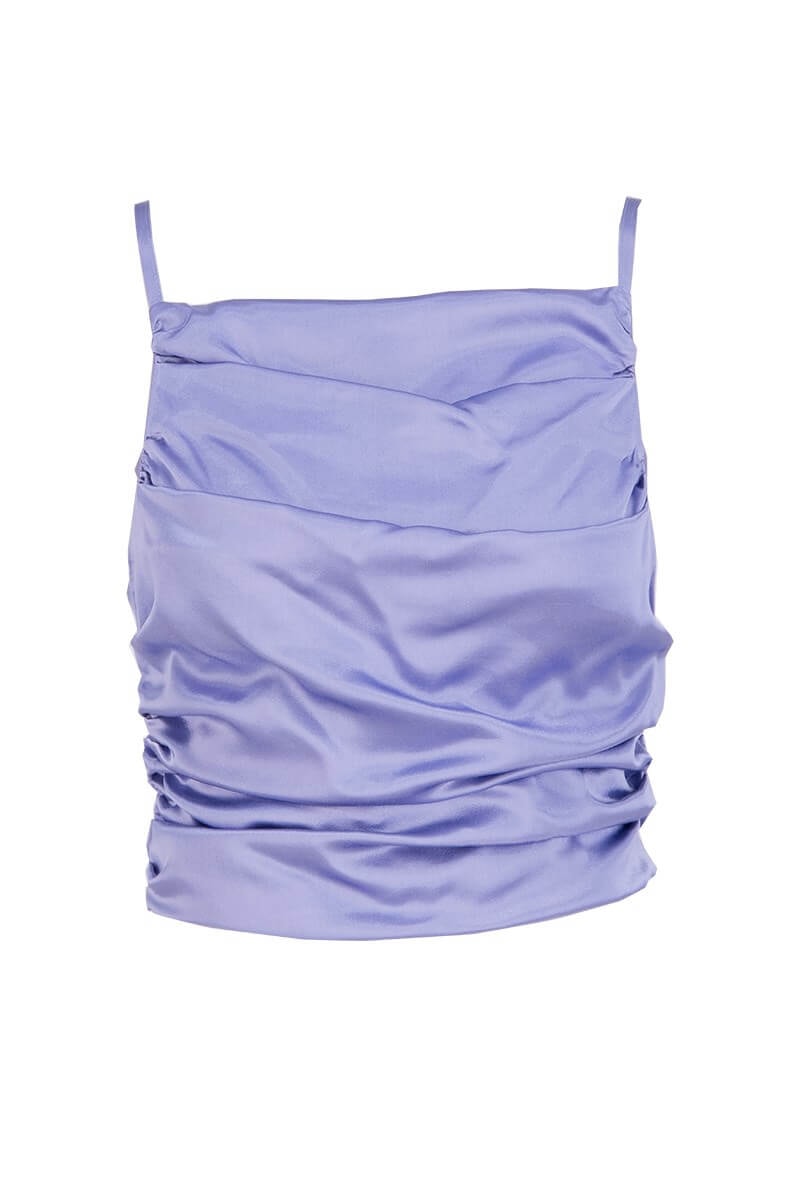 Lila Askılı Drapeli Saten BluzST060S71645001