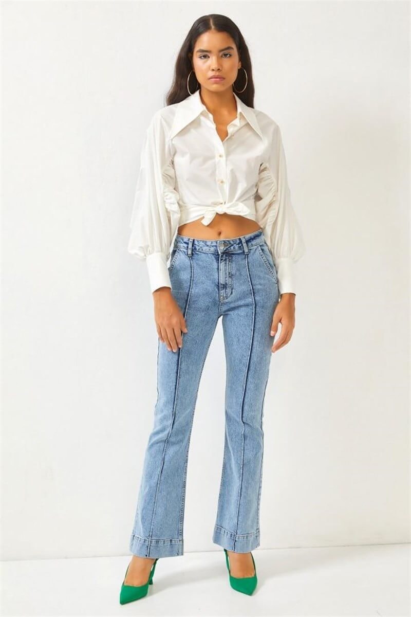 Mavi Yüksek Bel Flare JeanST060S31683001