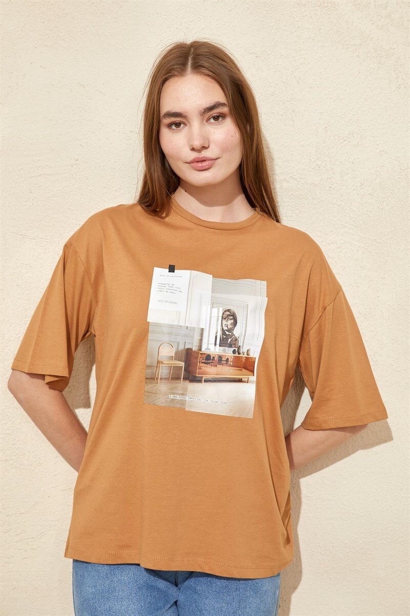 Moka Kısa Kol Baskılı T-Shirt