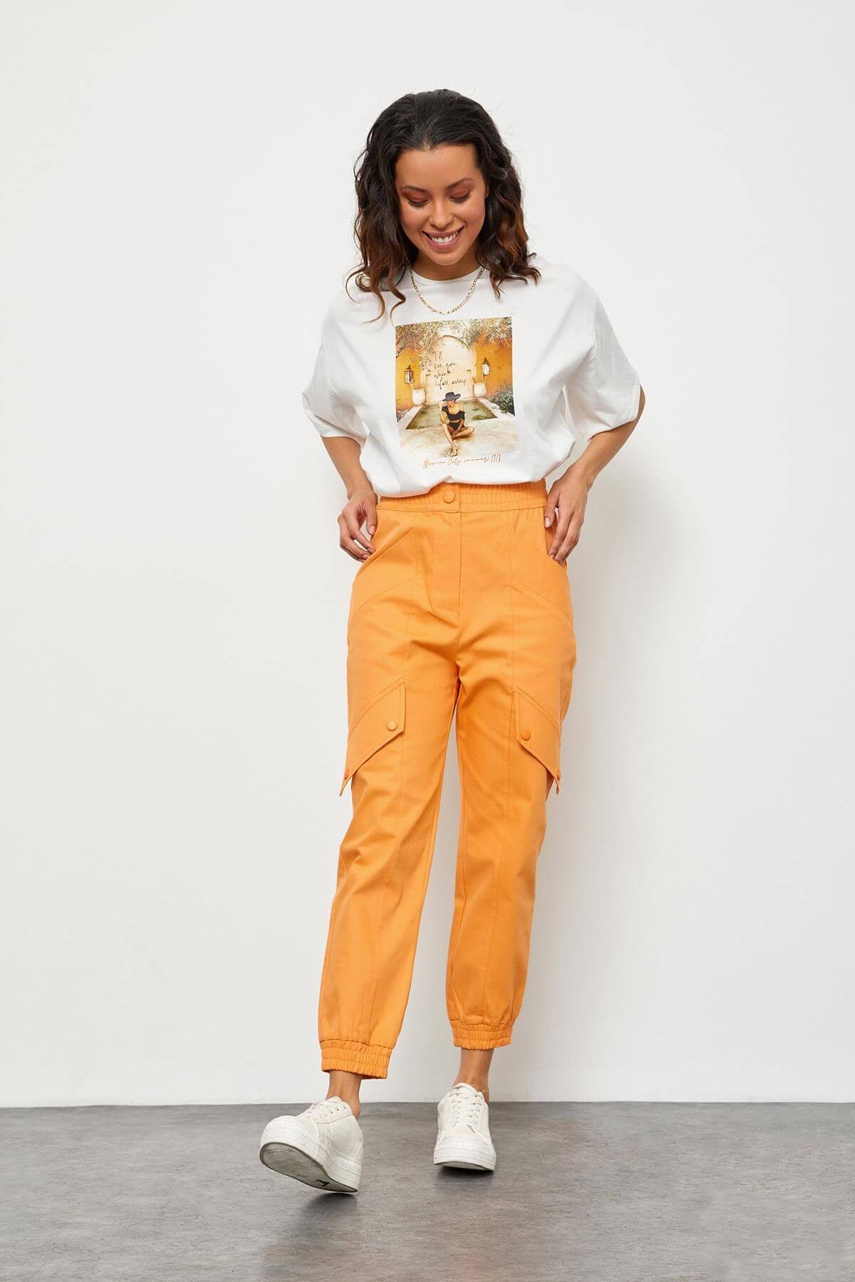 Oranj Beli Lastikli Jogger PantolonST050S2040401