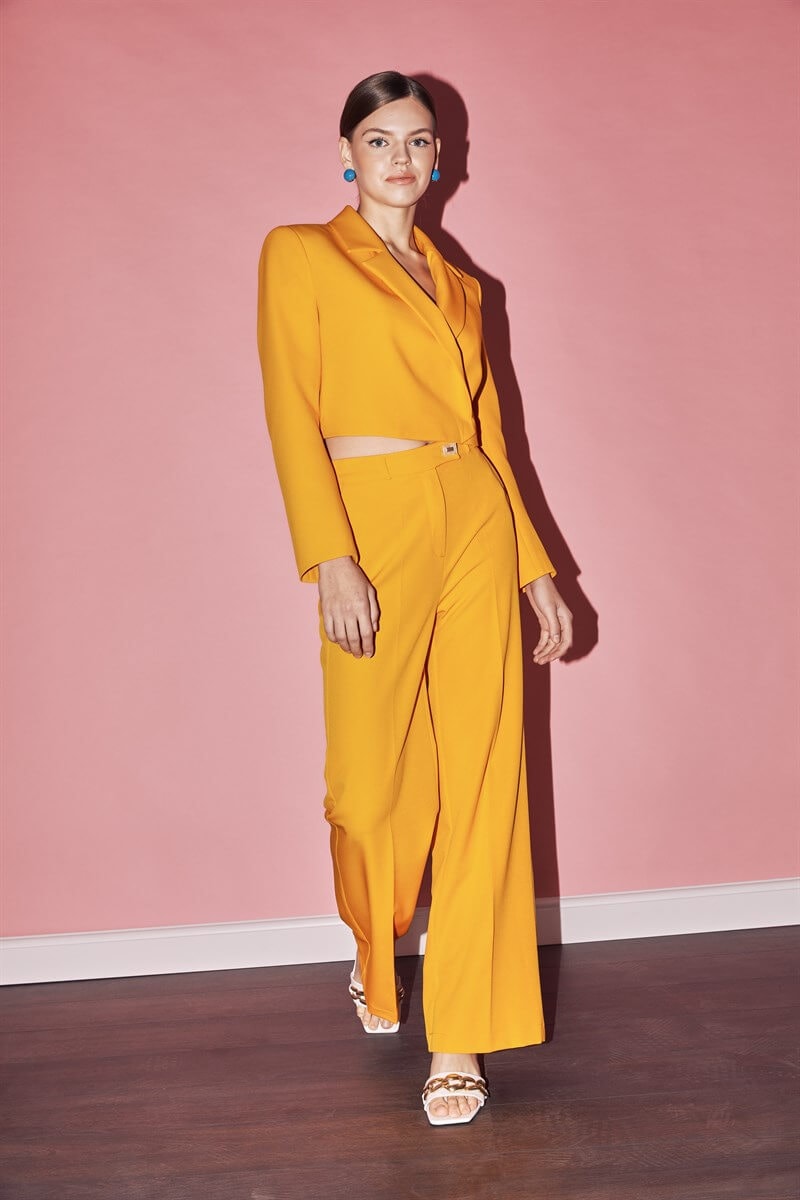 Oranj Crop Ceket Palazzo Pantolon TakımST060S90308002