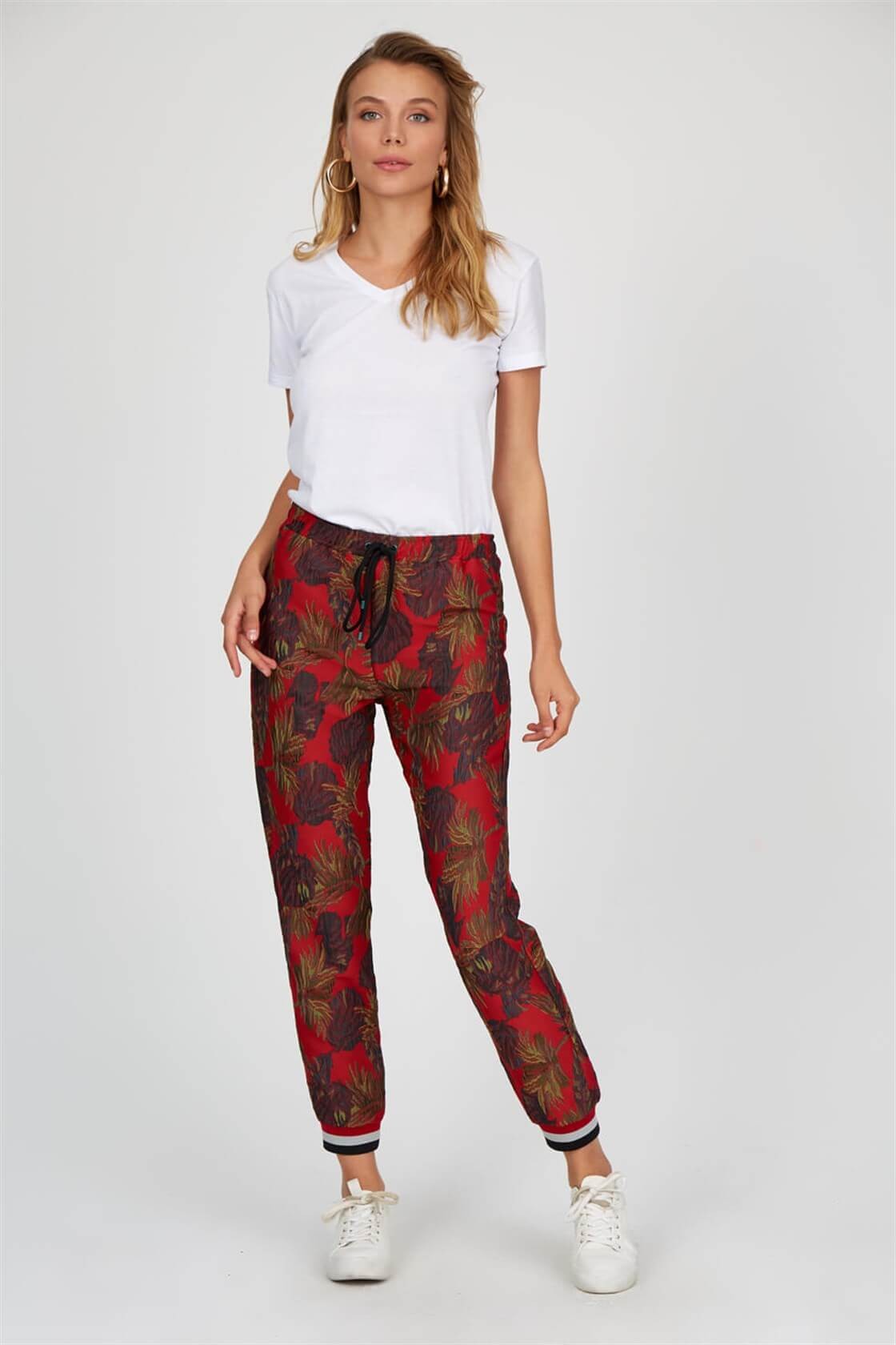 Oranj-Sax Bel Beli Bağcıklı Jakarlı Bileği Dar Jogger PantolonST040W200681
