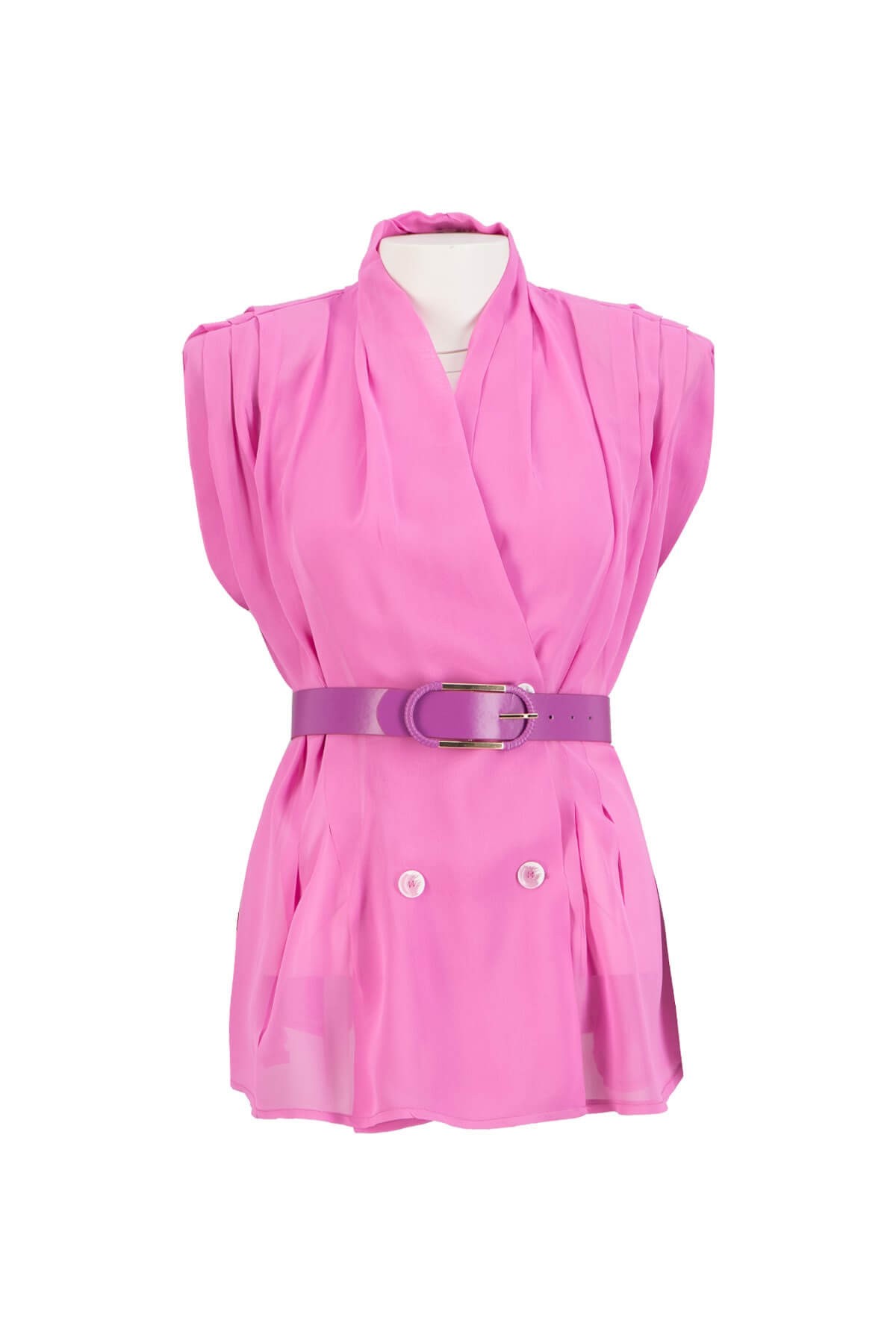 Pembe Jorjet Vatkalı Kruvaze BluzST060S3052301