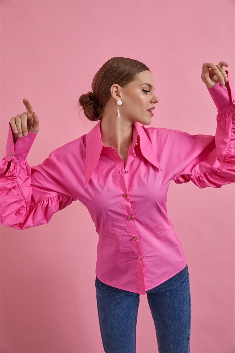 Pembe Kol Detaylı GömlekST060S55213001