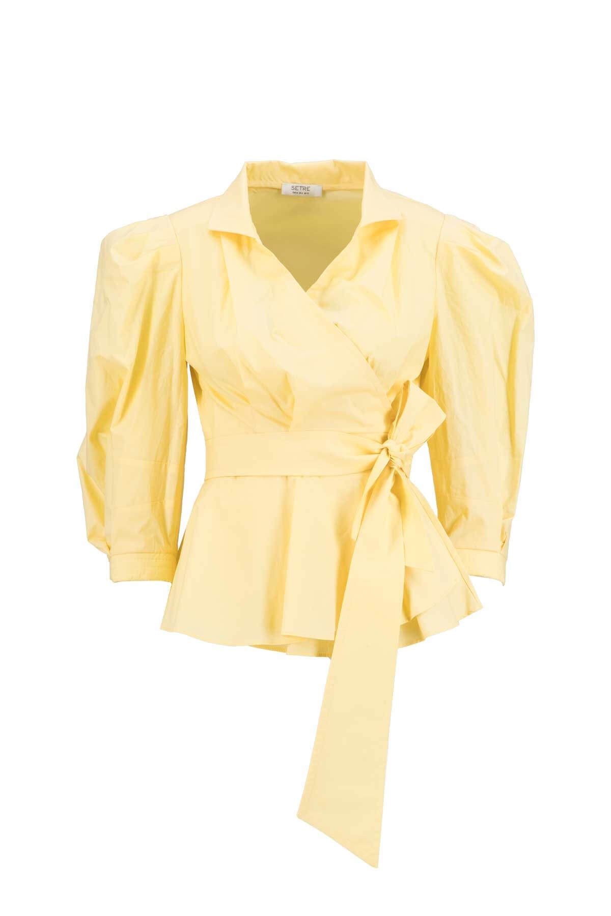 Sarı Bağcık Detaylı Poplin BluzST060S3051901