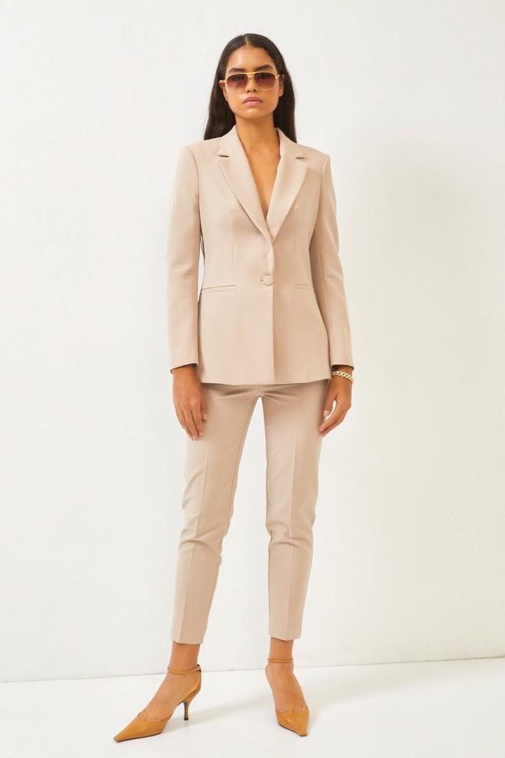 Bej Blazer Ceket Pantolon Takım Kadın Takım Elbise modelleri