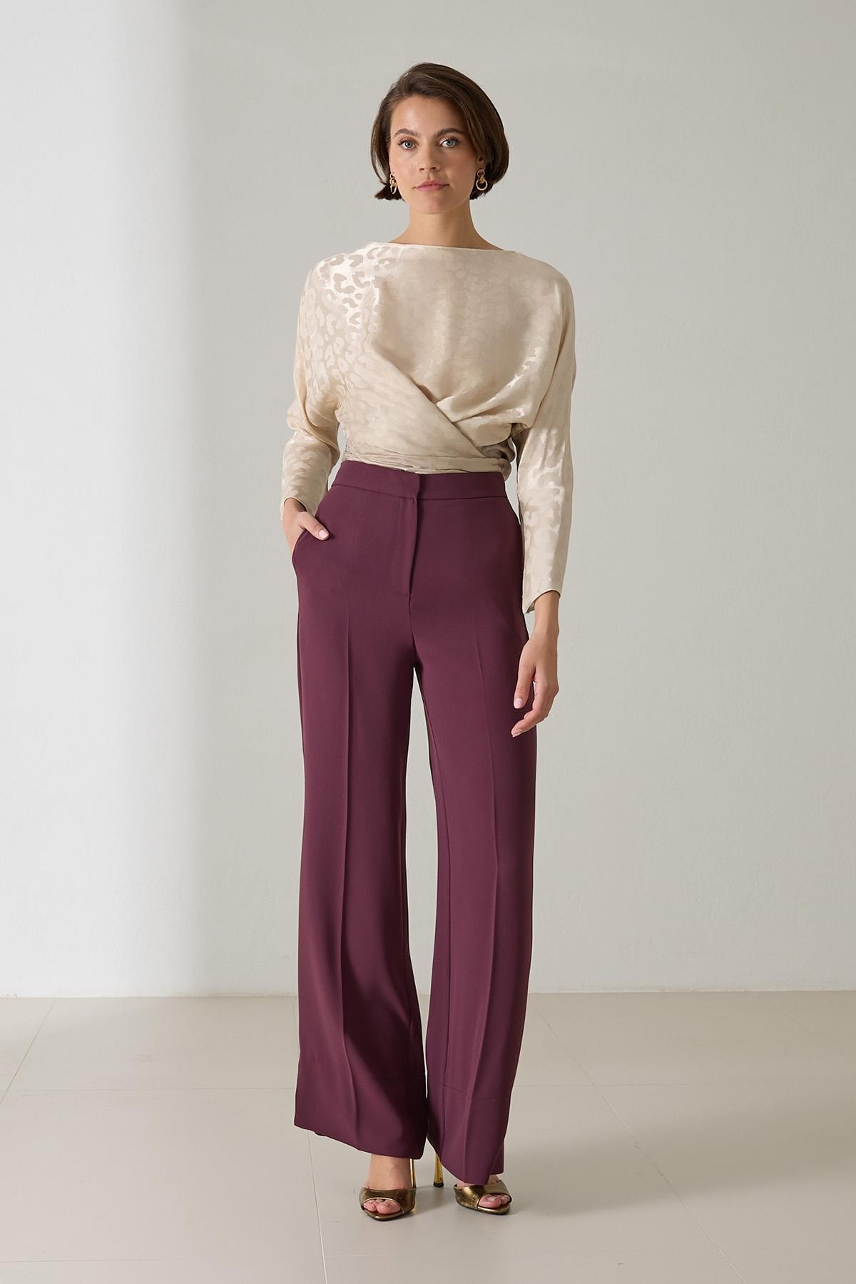 Bordo Rahat Kesim Pantolon