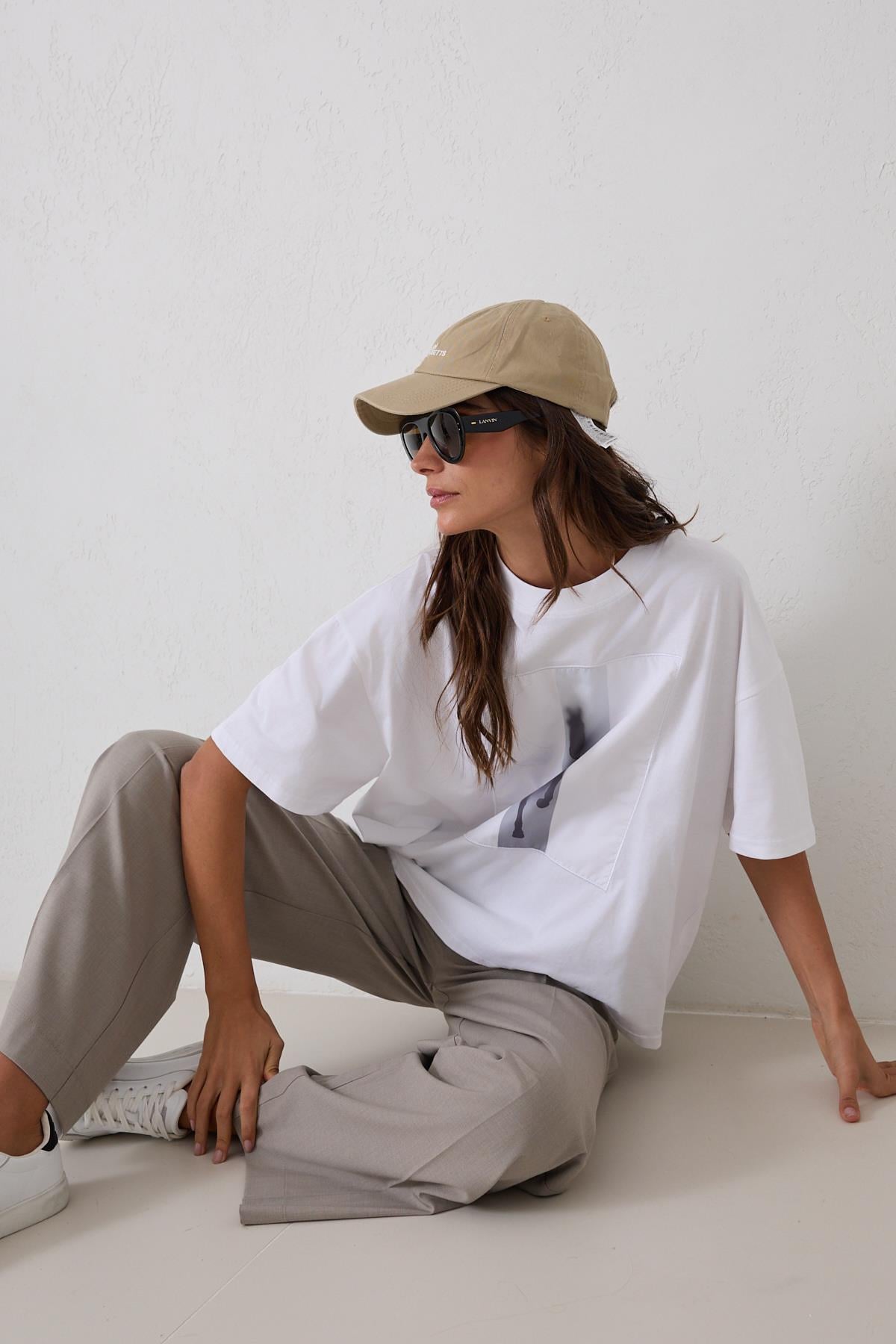 Ekru 2YB4CTS0413 T-SHIRT Kadın T-Shirt modelleri