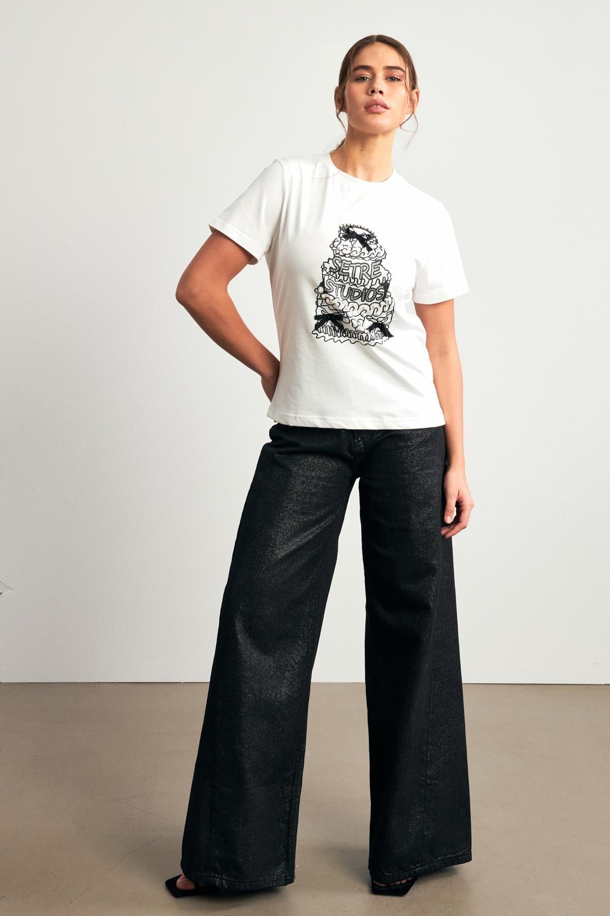 Ekru 2YB4CTS0431 T-SHIRT Kadın T-Shirt modelleri