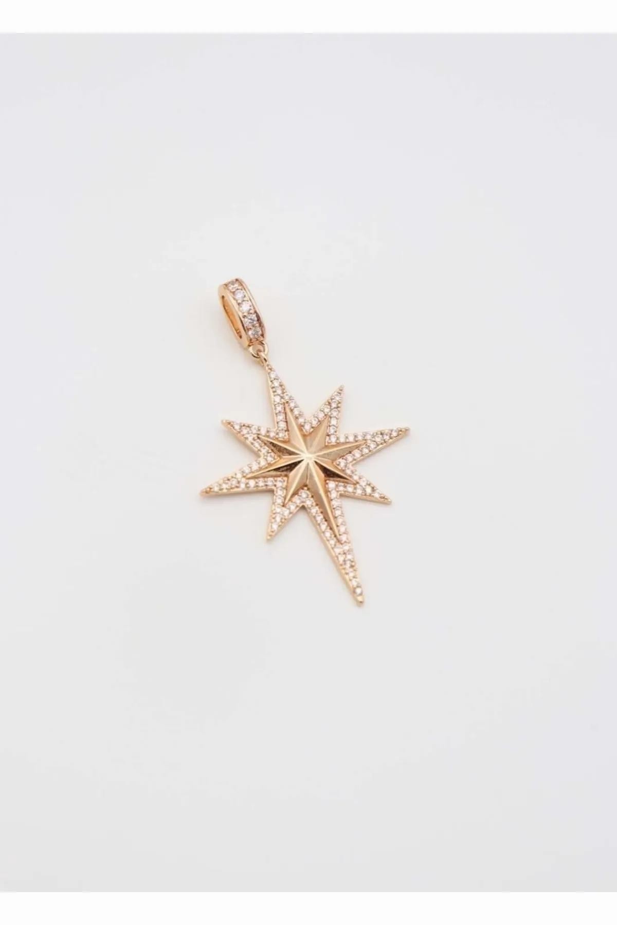 Ekru Taşlı Kutup Yıldızı Rose Gold Vıp Charm Kolye Bileklik Ucu Kadın Kategorisiz modelleri