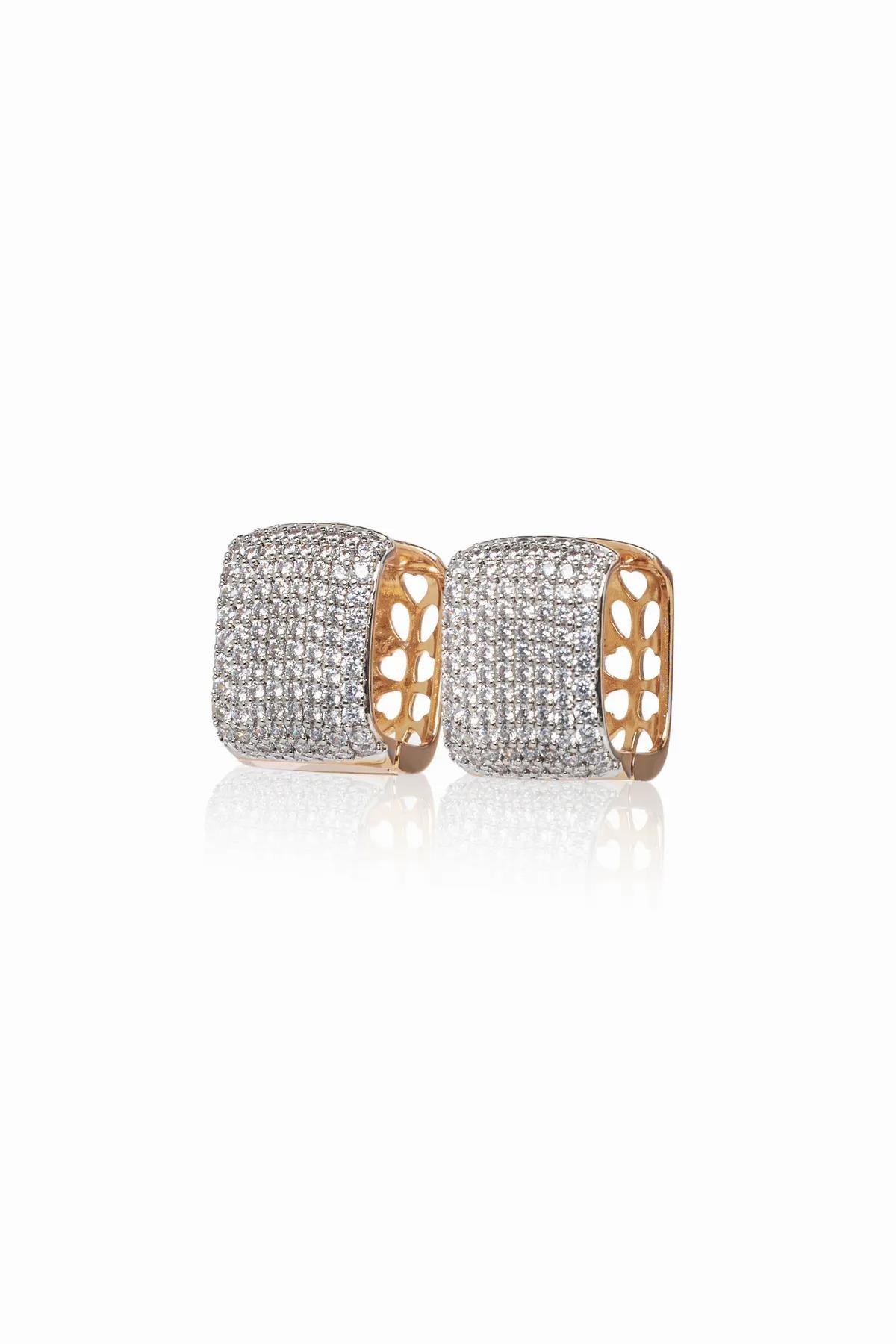 Ekru Vıp Seri 8 Sıra Zirkon Taşlı Rose Gold Halka Küpe 17mm Kadın Kategorisiz modelleri