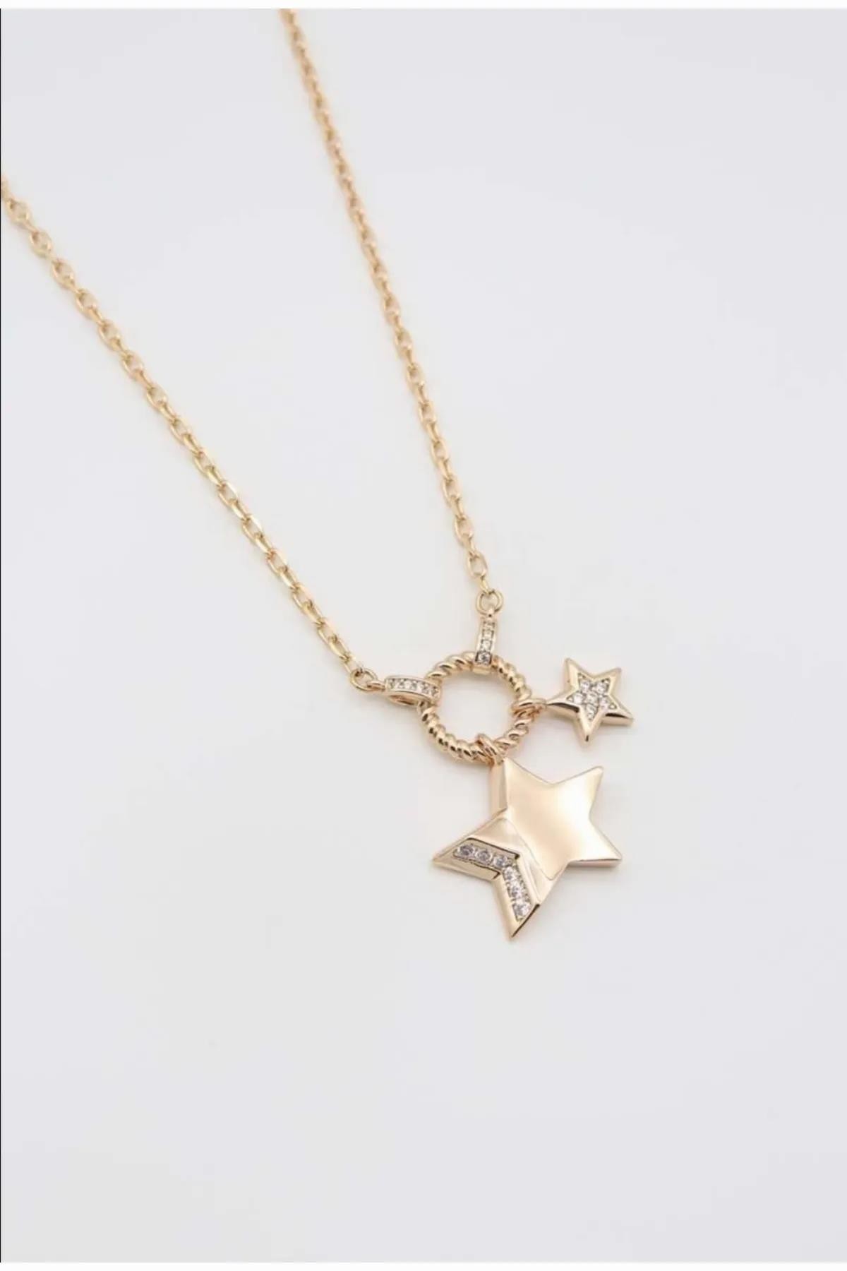 Ekru Yıldız Charmlı Dümen Kilit Detaylı Rose Gold Vıp Kolye Kadın Kategorisiz modelleri