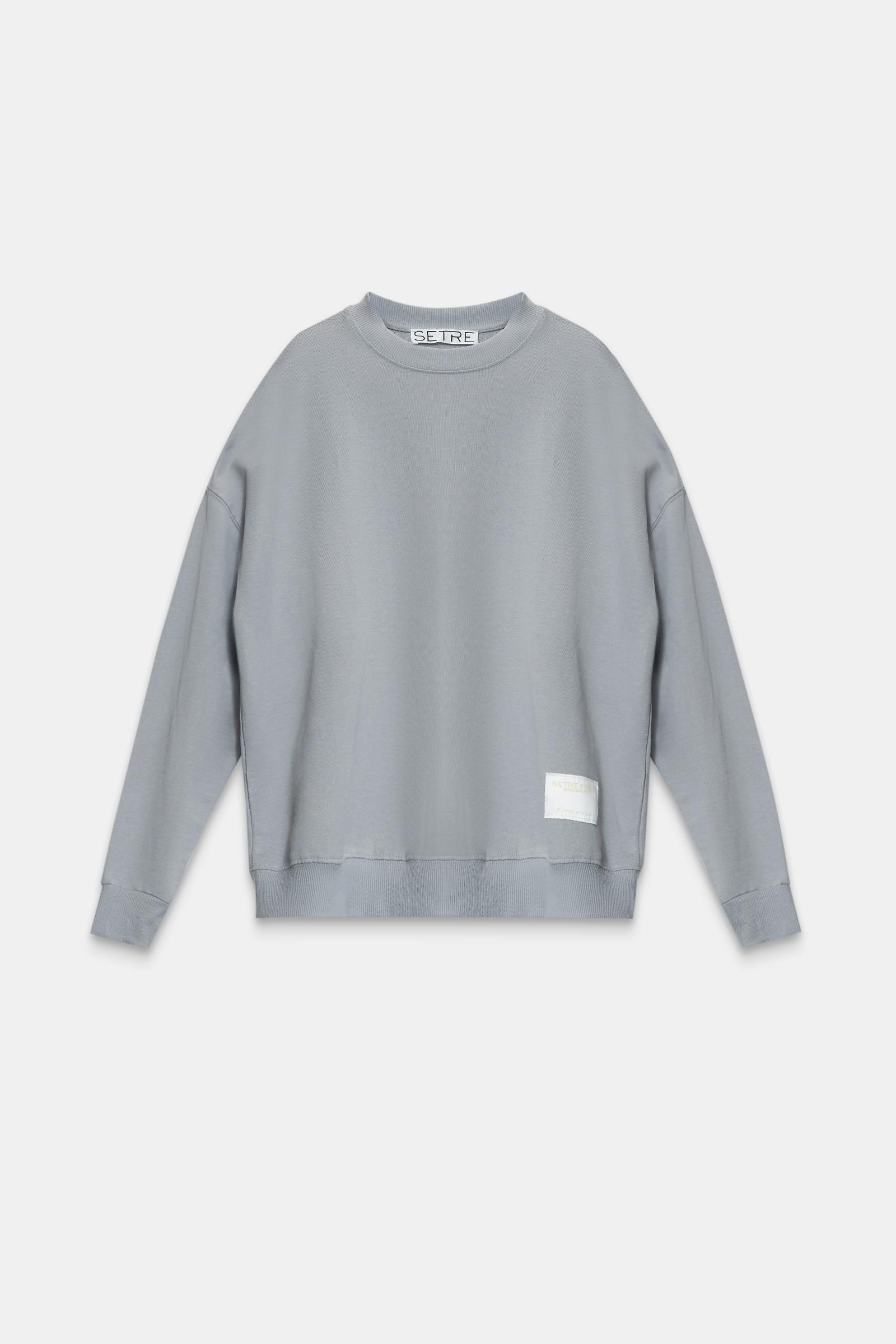 Gri Bisiklet Yaka Mini Baskı Detaylı Uzun Kollu Sweatshirt Kadın Sweatshirt modelleri