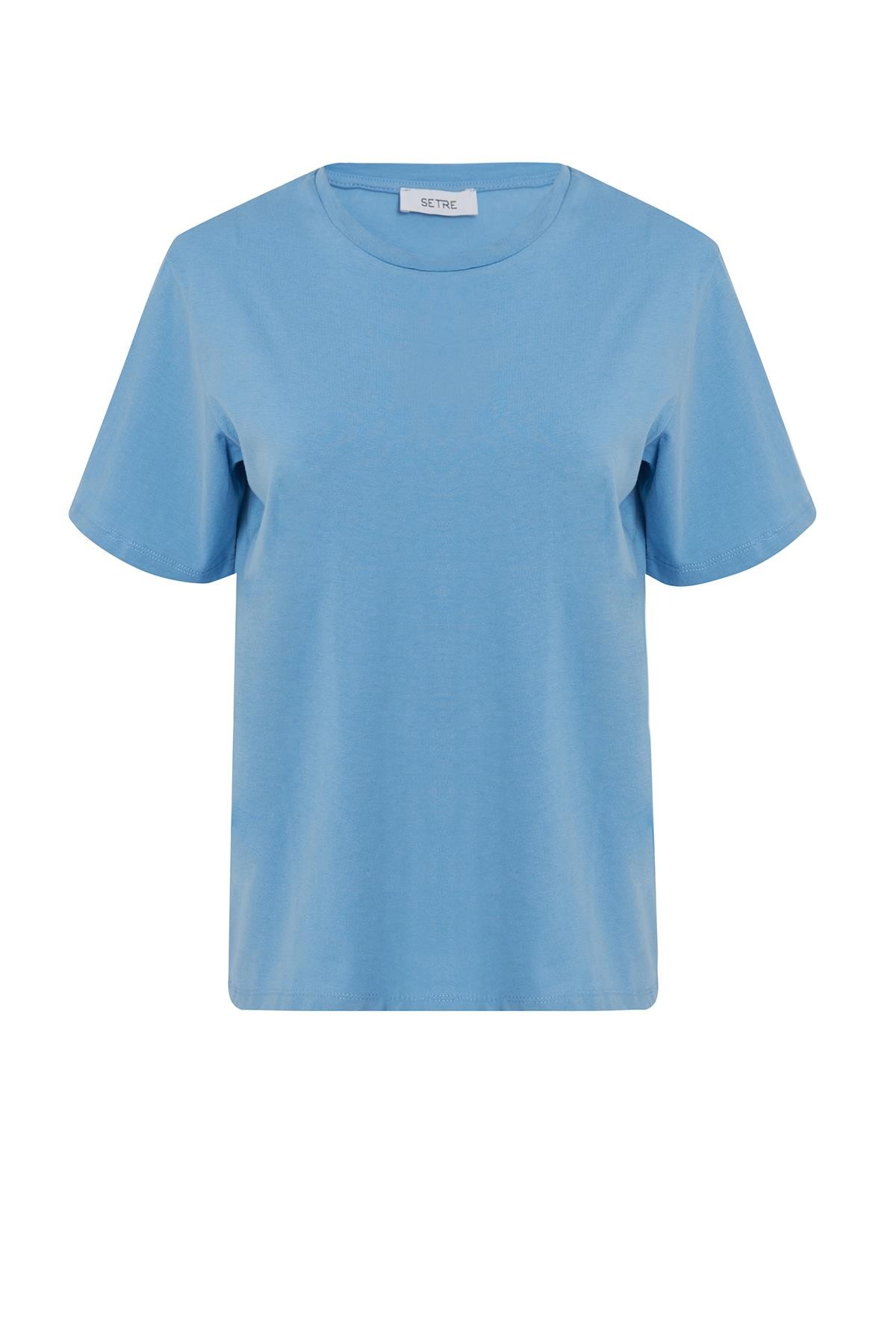 İndigo Bisiklet Yaka Düz T-Shirt Kadın Kategorisiz modelleri