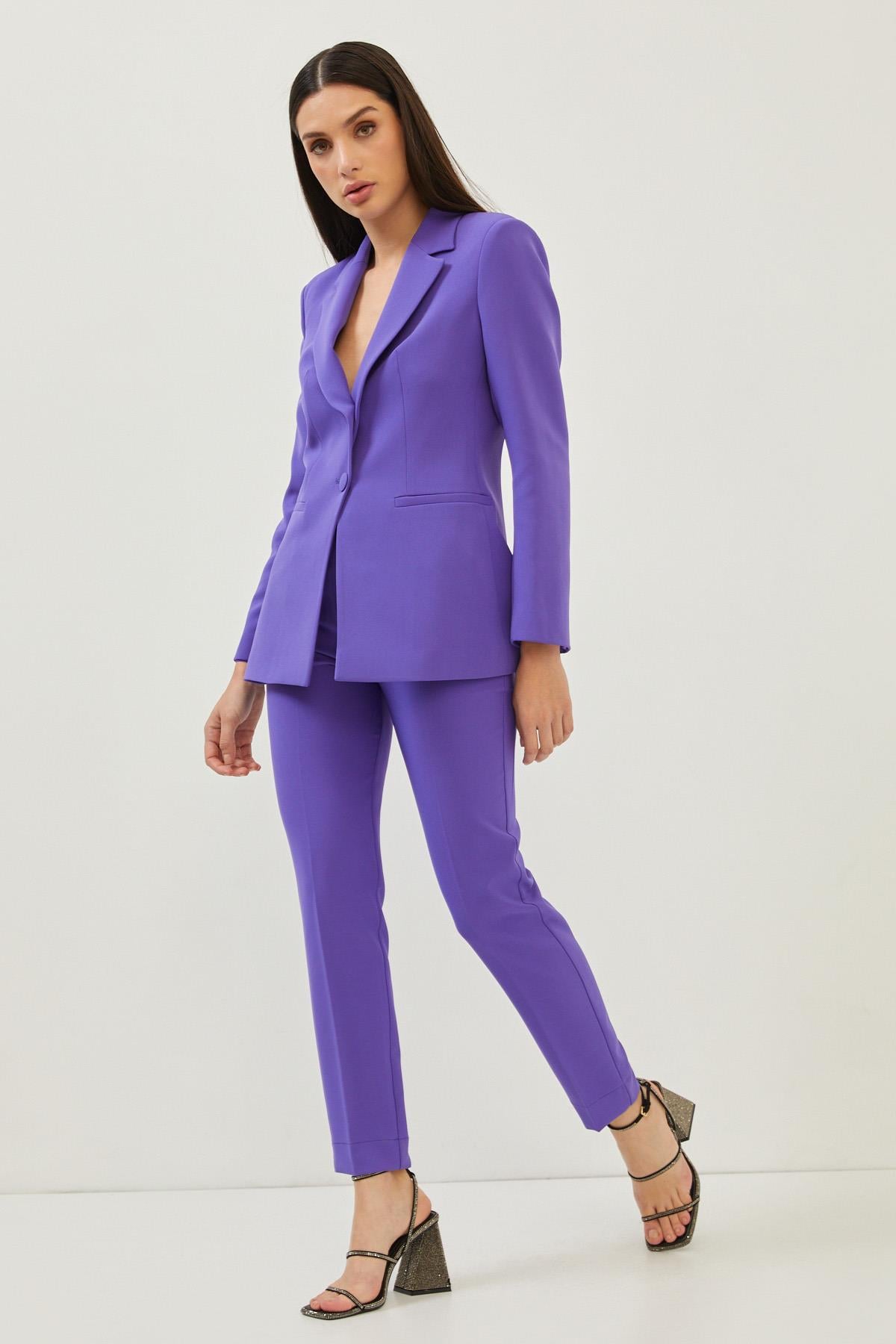 Mor Blazer Ceket Pantolon Takım