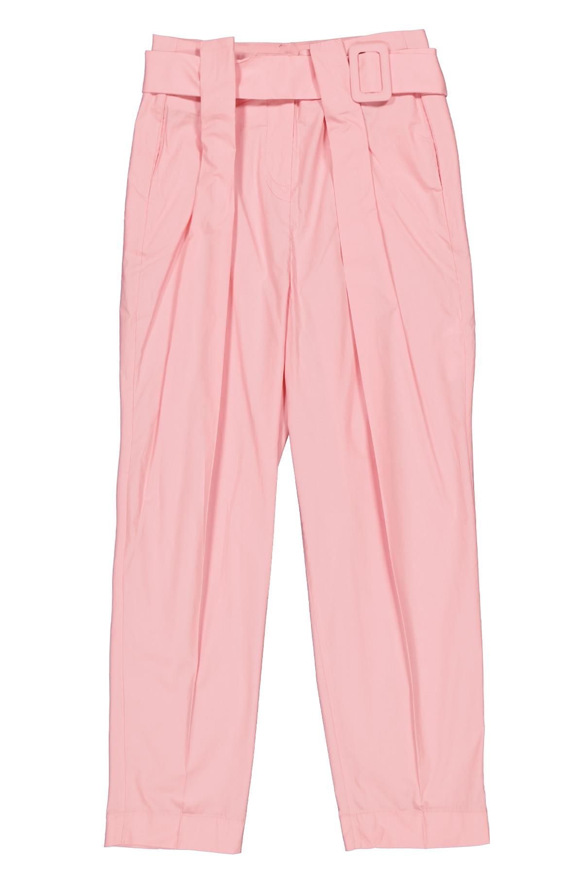 Pembe Kemerli Kumaş Havuç Pantolon Kadın Pantolon modelleri
