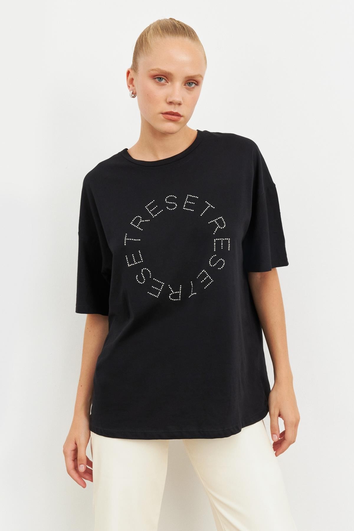 Siyah Bisiklet Yaka T-Shirt