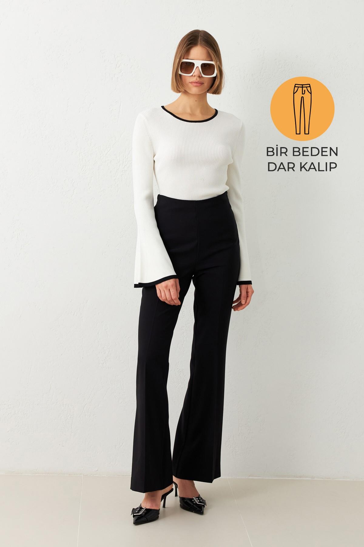 Siyah Dar Kalıp Bol Paça Pantolon
