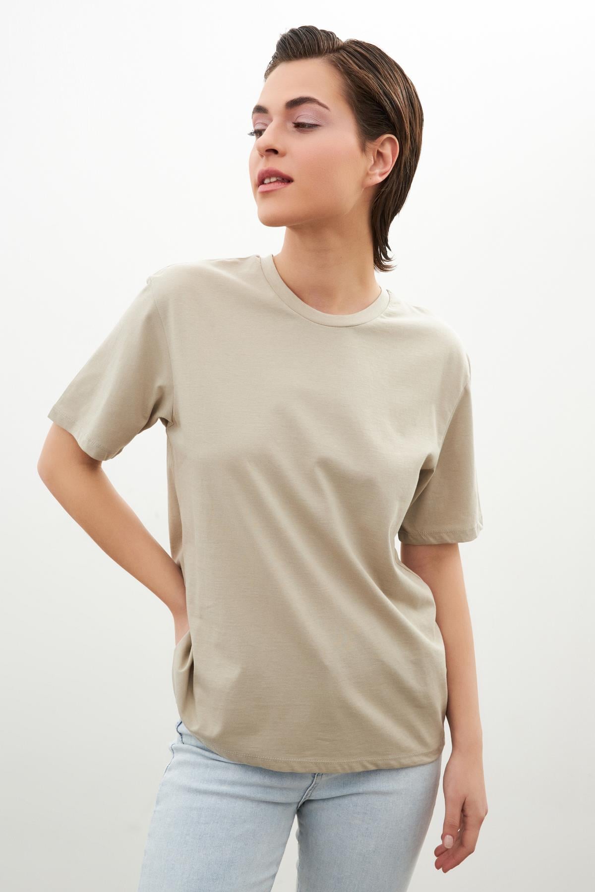 Taş Bisiklet Yaka Düz T-Shirt