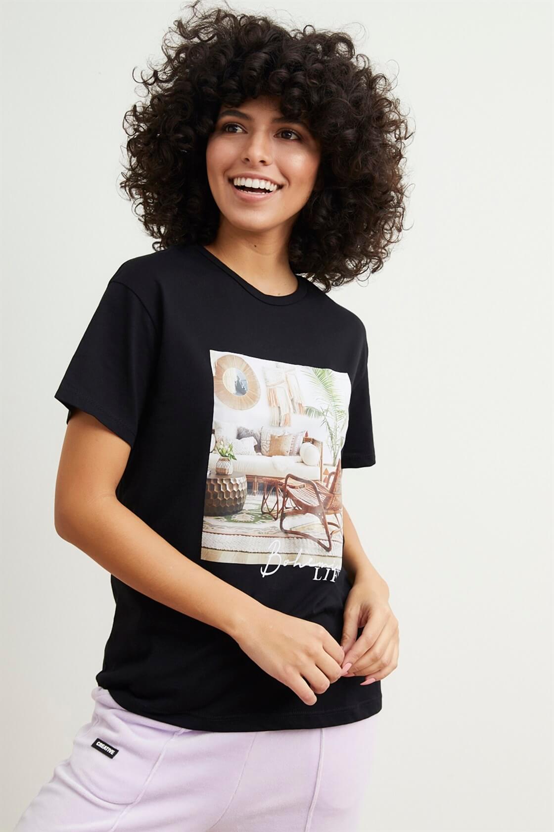Siyah 2YM2CTS0143 T-SHIRT