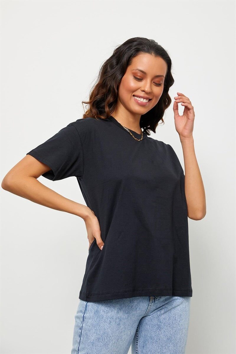 Siyah Bisiklet Yaka Basic T-ShirtST060S71190014