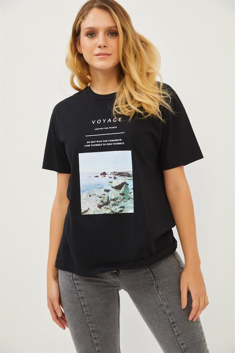 Siyah 2YI2CTS0285 T-SHIRT