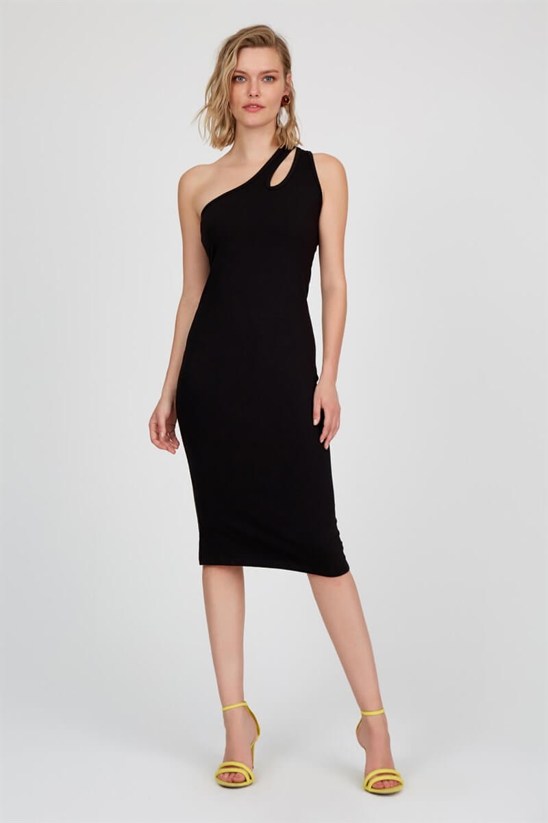 Siyah İp Askılı Mini ElbiseST040S404951