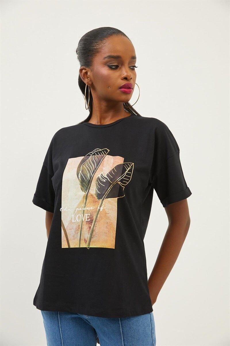 Siyah 2YI2CTS0282 T-SHIRT