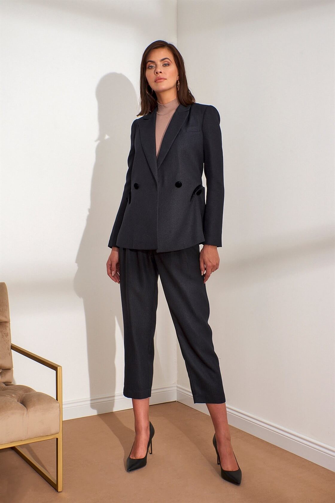 Siyah Kruvaze Kesim Blazer CeketST060W9021001