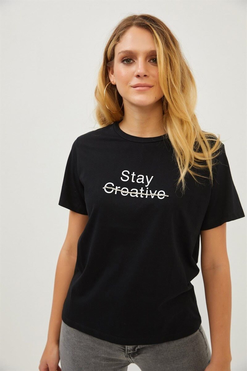 Siyah 2YI2CTS0286 T-SHIRT