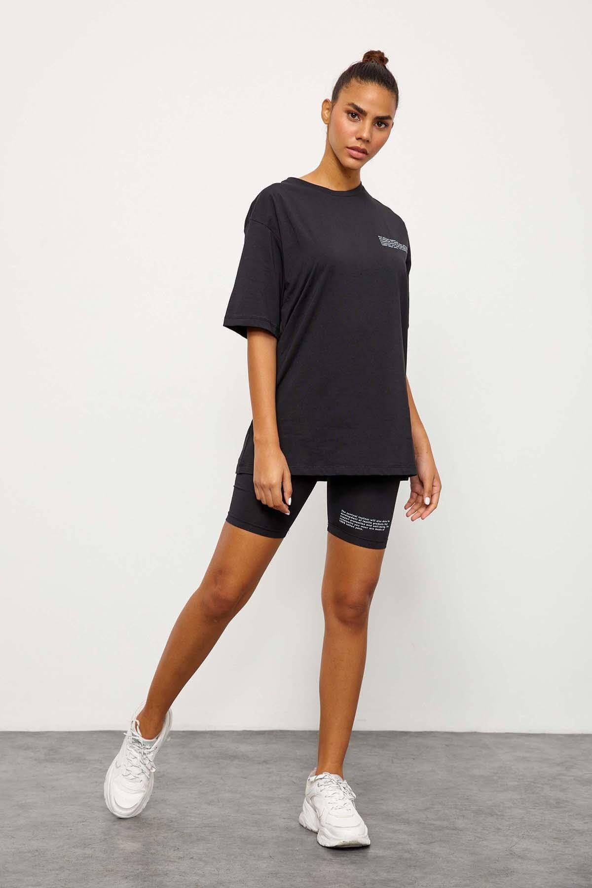 Siyah T-Shirt Bisikletçi Tayt TakımST060S83102001