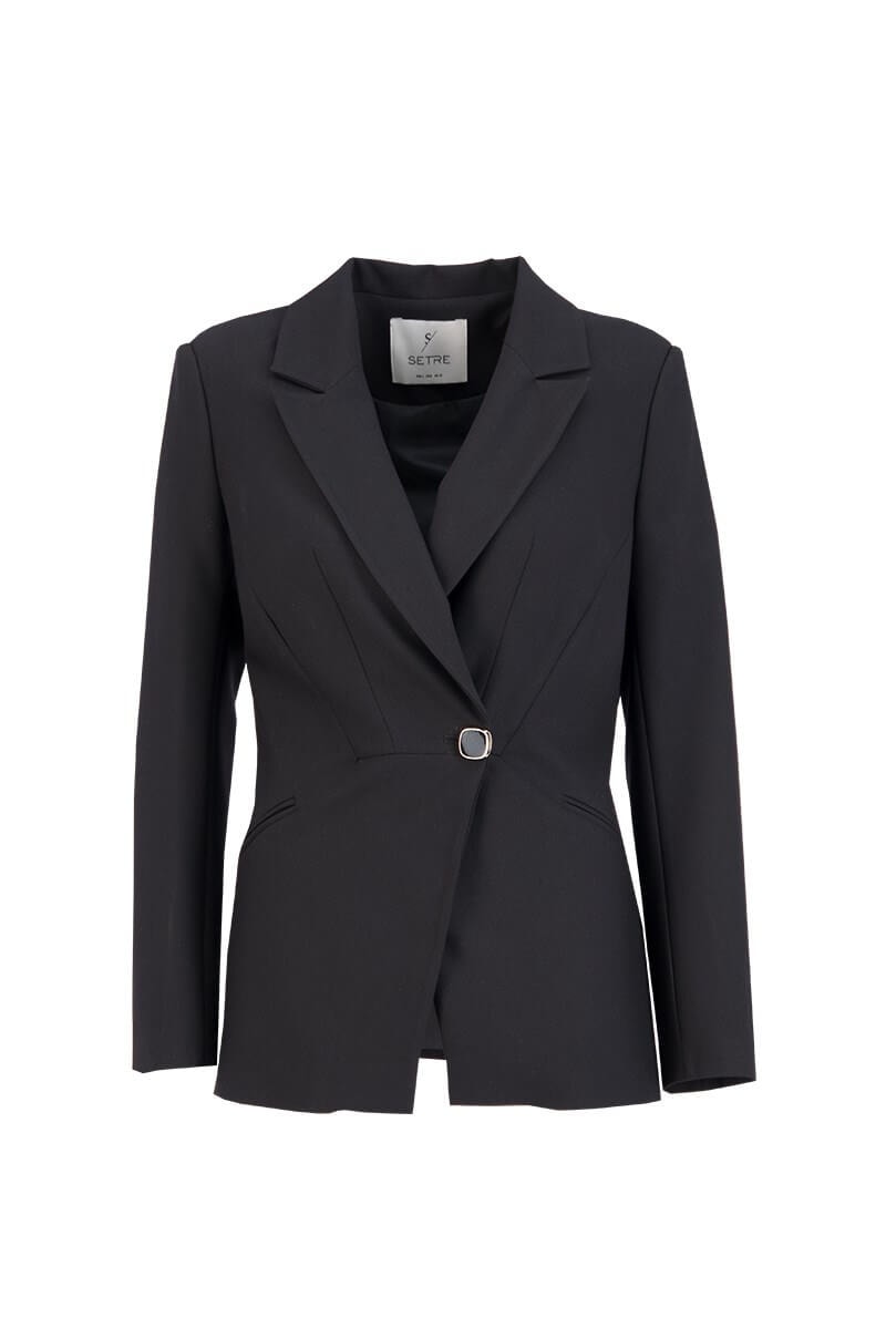 Siyah Tek Düğme Kruvaze Blazer CeketST060S90370001