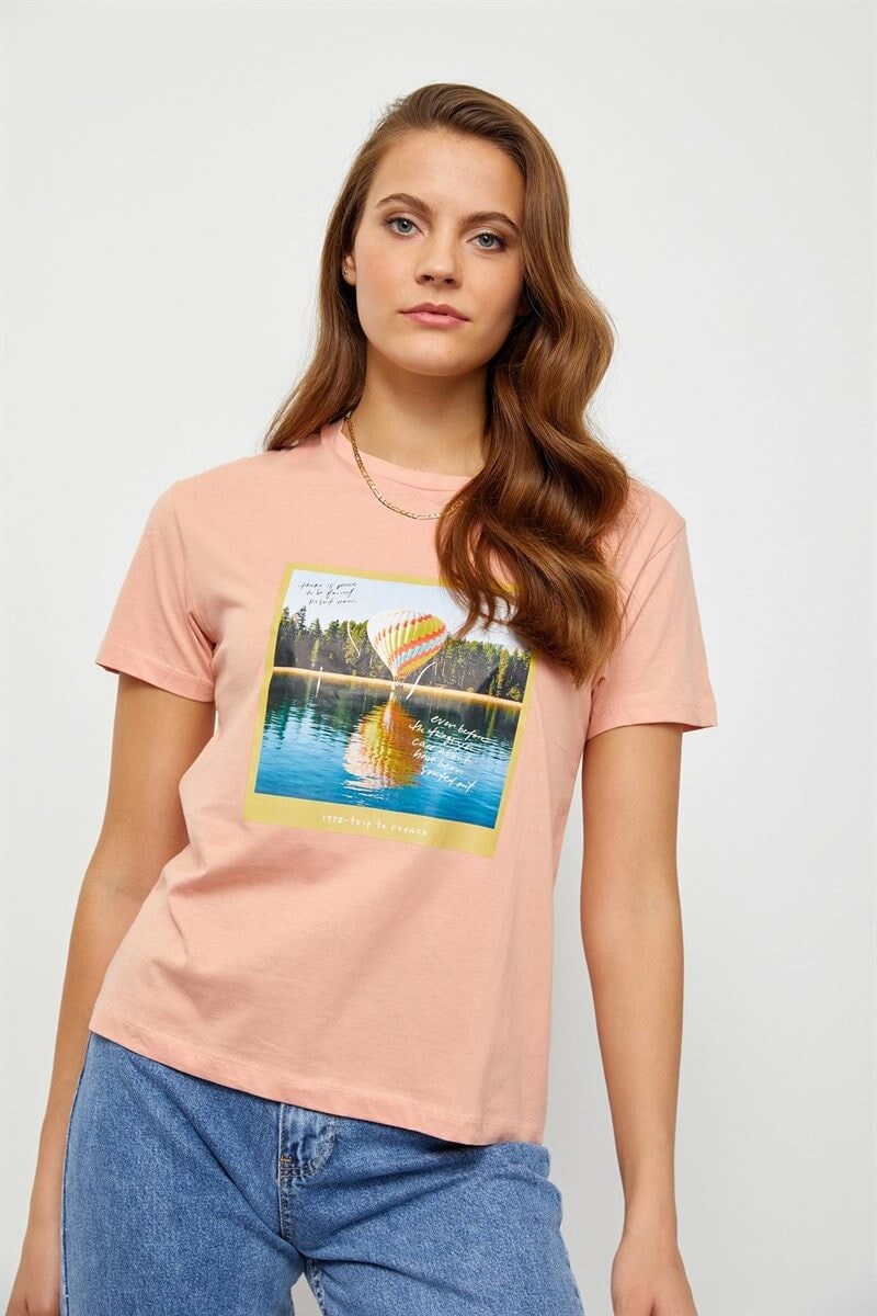 Somon Baskılı Kısa Kol T-ShirtST060S71190004