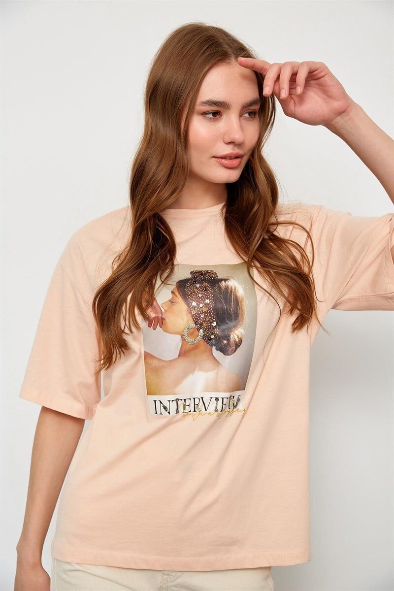 Somon Baskılı Kısa Kol T-ShirtST060S71190022