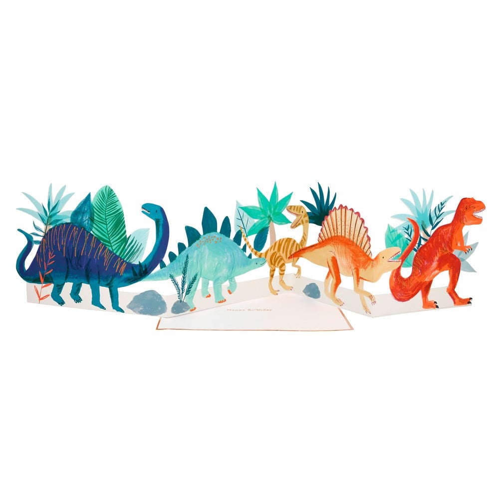 Meri Meri - Dinosaur Concertina Card - Dinozor Tebrik Kartı Doğum Günü
