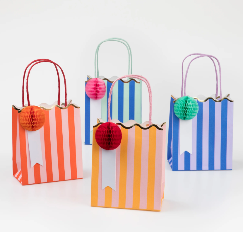 Meri Meri - Stripe Party Bags - Çizgili Hediye Çantaları (8'li) Hediye Çantaları