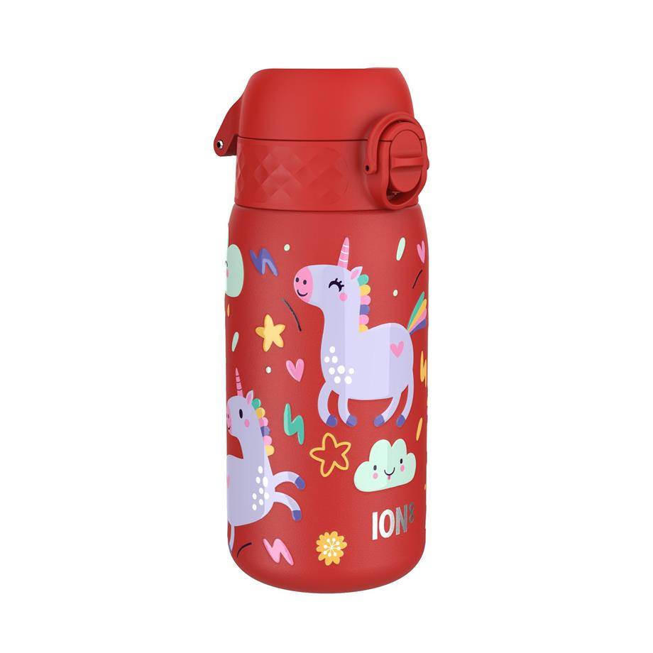Ion8Ion8 - Paslanmaz Çelik Çocuk Suluk - Kırmızı Unicorn - 400 ml - SızdırmazI8SS400PRUNI